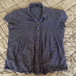 Prana Dusty Blue Short-Sleeve Button-Front Shirt